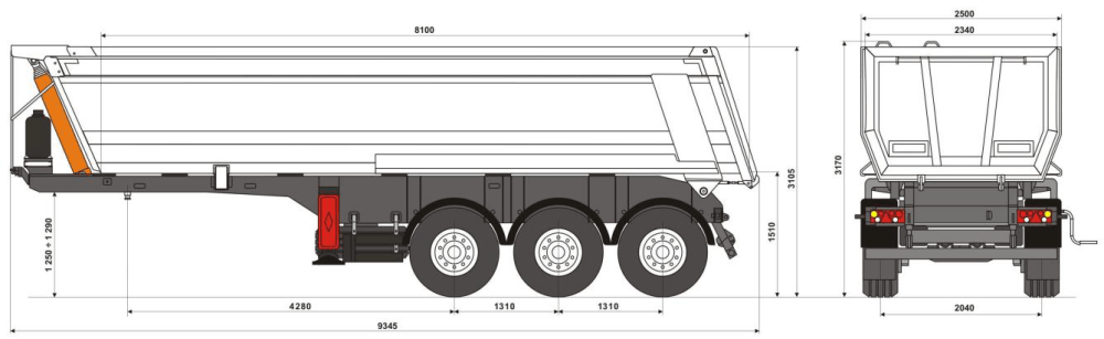 Полуприцеп-самосвал UAT-STRP-2728.01, объём 27-29 м³ (St-52)