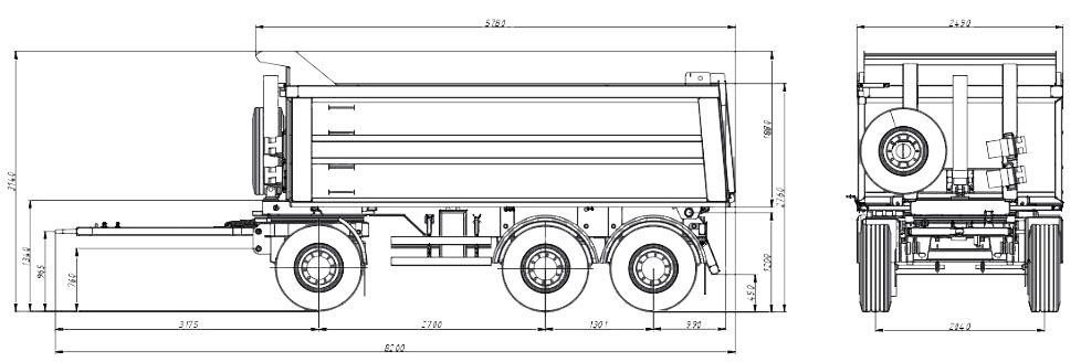 Прицеп самосвальный, кузов типа «CLASSIC», объёмом 16 м3 UAT-3TTRC-1617.01